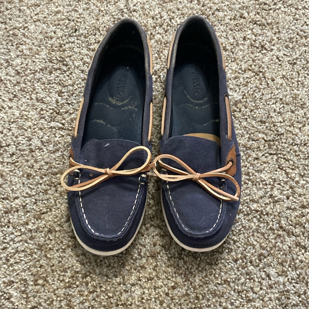 Sperry Blue and Tan Loafers with Suede Finish
